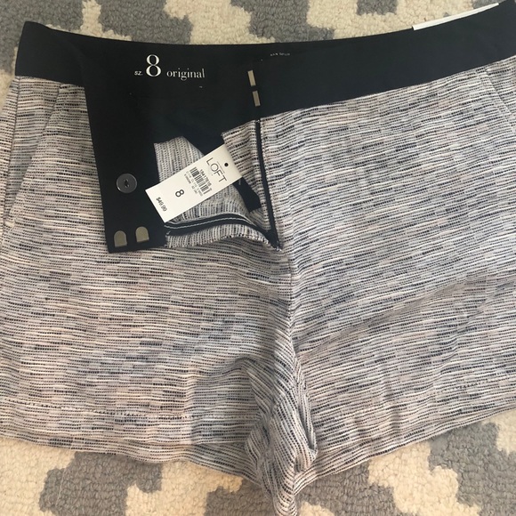NWT Loft black and white tweed short-size 8 - Picture 1 of 5